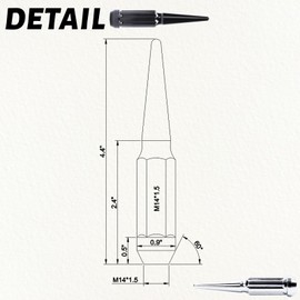 WSPXINBO 24PC M14X1.5 Thread Lug NutsSpike Spline -Chrome 14x1.5 4.4" Tall with 1 Socket Key Compatible with Chevy Silverado 1999-2023 2500hd 3500hd GMc Sierra Yukon Ford F250-350 Dodge Ram 2500 3500