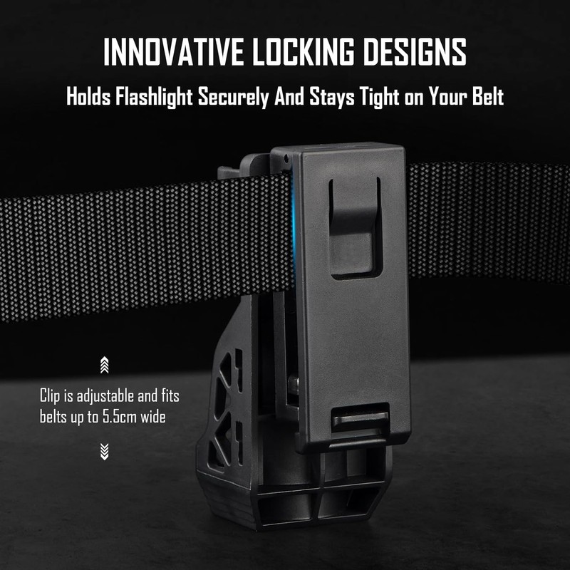 ULTRAFIRE W66 Tactical Torch Holster Pouch, Rotating Torch Holder for