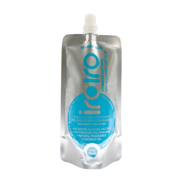IROIRO Premium Natural Semi-Permanent Hair Color 60 Iro Light Blue (8oz) by Iroiro