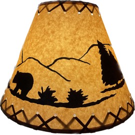 Rustic Oiled Kraft Laced Bear Lamp Shade - 12"