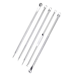 FOMIYES 5pcs Facial Blackhead Removal Tool Kit Pimple Popping Tool Set Storage Case Included