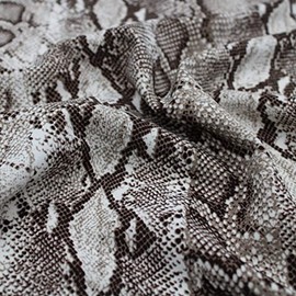 Texco Inc Scuba Crepe Knit Animal Skin/Snake Pattern/2-Way Stretch Prints Fabric/DIY Projects, Off White Neutral 3 Yards