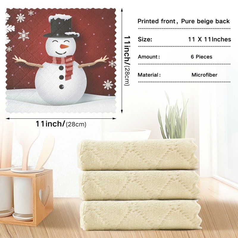 Paquete de 6 toallas de cocina de muñeco de nieve