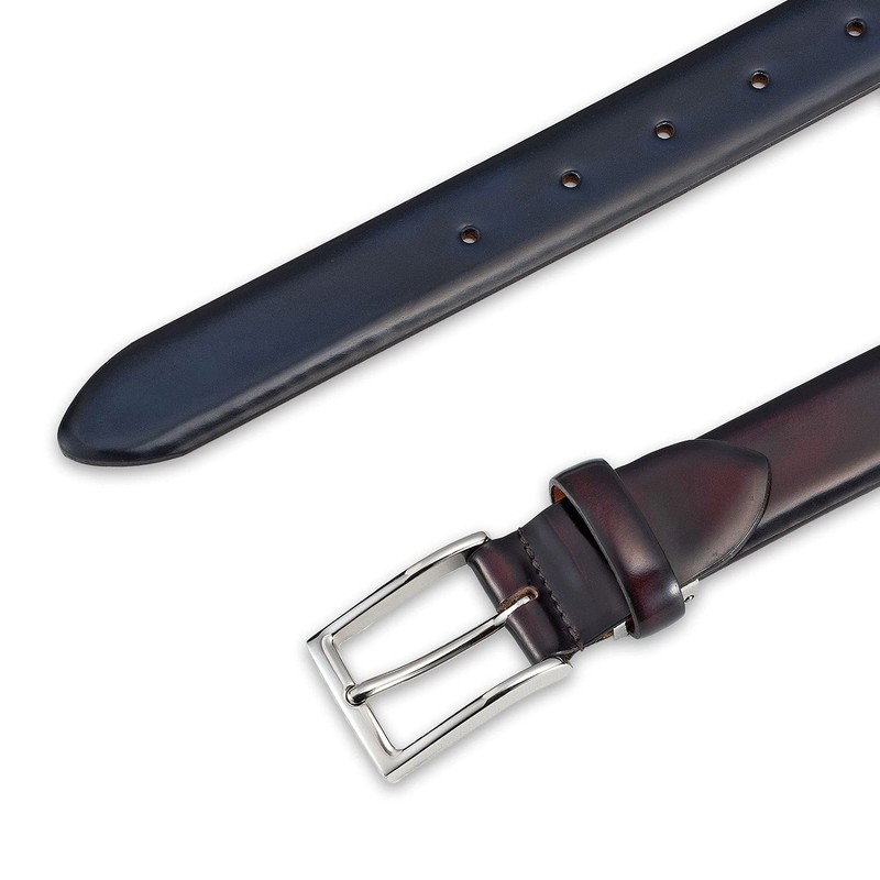 Ikenoha OT-010 Silver Leather Belt, Made in France by Rinaldi,