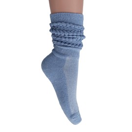 AWS/American Made Slouchy Scrunch Cotton Slouch Socks for Women Shoe Size 5 to 10 (Light Blue, 1 Pair)