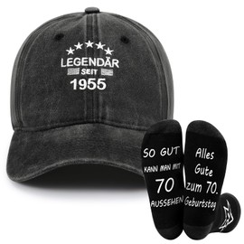 SATINIOR Pack of 2 70th Birthday Gifts for Men, 1 Hat and 1 Pair of Socks, Funny Birthday Man Gift Set for Dad, Husband, Grandpa, Uncle, Boyfriend