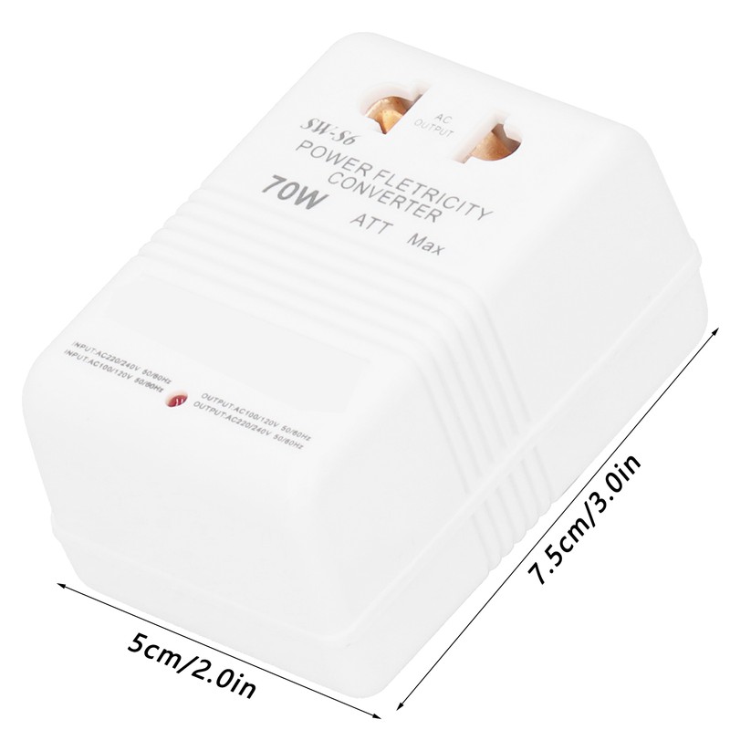 70W Power Converter to Dual Channel Transformer Adapter for Travel