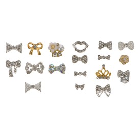 Outanaya 18pcs Nail Art Decals and Rhinestones for Manicure Sparkling Nail and Gems for for Parties and Special Occasions Random Style