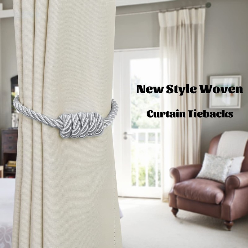 BEL AVENIR Magnetic Curtain Tiebacks, Decorative Drapery Holdbacks Modern Woven