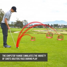 GoSports CHIPSTER Range - 3 Piece Golf Chipping Practice Net Target System with Carrying Case, Red