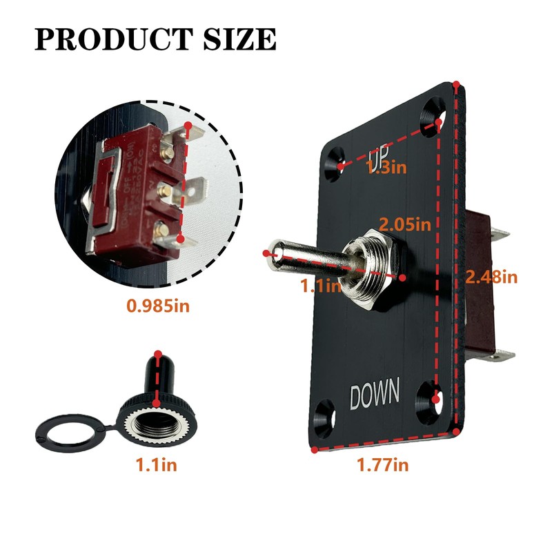 Momentary Toggle Switch, SPDT 3 Pin (ON)-Off-(ON) Toggle Switch, 12V