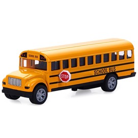 CLKDPNO Pull Back School Bus Age 2+,Mini Yellow School Bus Toy, Die Cast Vehicles Alloy Pull Back Play Buses Alloy Metal Vehicles Toy with Bright Yellow and Openable Doors for Kids Boys Girls