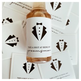 Groomsman proposal labels for shooter bottles, Best man gift, groomsan gift, Set of 6