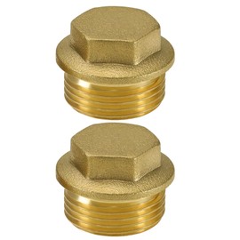 eMagTech 2pcs 3/4" BSP Male Thread Blanking Plug Pipe End Cap 3/4" Brass Male Thread Blind Cap Accessories for Pipe Connection Bathroom Kitchen Gold
