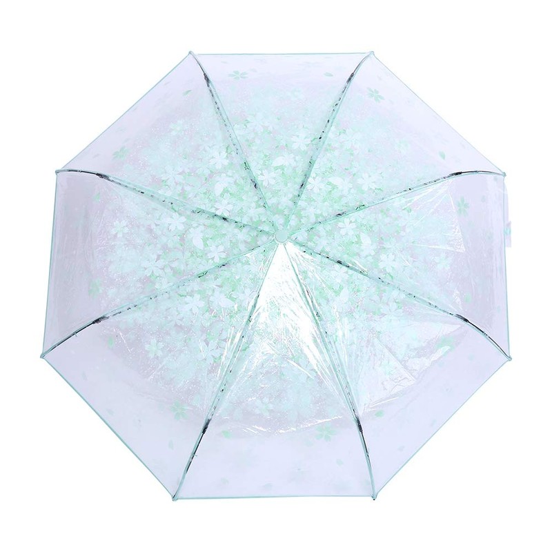 Fdit 1 x Printed Cherry Blossom Pattern Transparent Folding Umbrella,