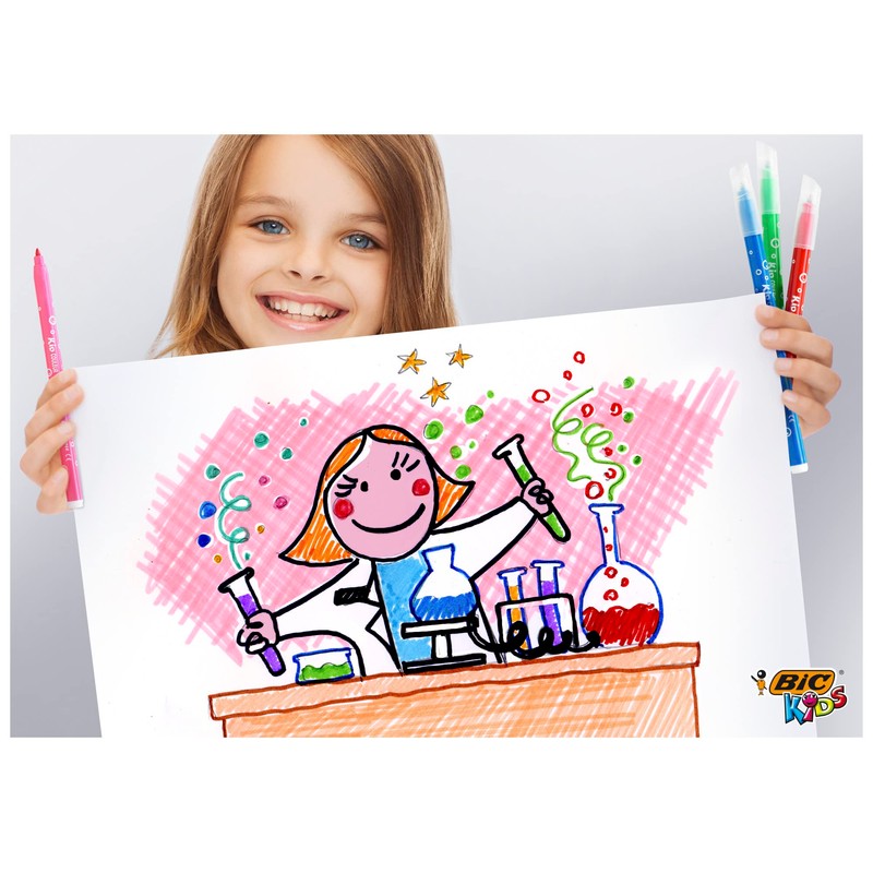 BIC Kids, Kid Couleur, waschbare Filzstifte für Kinder, ideal für