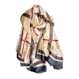 Aufeel Fashion Scarves 100% Silk Felling Scarf Long Lightweight Sunscreen Shawls Wrap for Women Hair Scarves(Khaki)