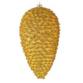 Vickerman 7" Honey Gold Matte Glitter Pinecone Christmas Ornament. Includes 4 Pieces per Pack.