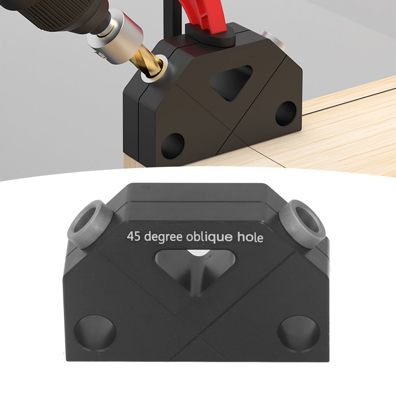 Woodworking Inclined Hole Fixture Black Aluminum Alloy 45 Degree Angle