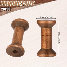 20Pcs Antique Wooden Empty Spools, 1.57 Inch Empty Thread Spools Wooden Spools of Thread Wooden Ribbon Spools Bobbins for DIY Crafts Wire Weaving Arts
