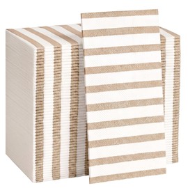 100 Pack Striped Linen-feel Napkins Bulk Striped, Brown