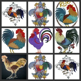 Nature weaved in threads, Amazing Rooster [ Retro Rooster ] [Custom and Unique] Embroidered Iron on/Sew patch [5.25"4.89"] [Made in USA]