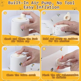 Inflatable Baby Chairs, Inflatable Baby Seats for Infants 3 Months and Older, Baby Floor Seats for Sit Up, Portable Baby Floor Seats, Baby Seats for Family and Travel, Thickened Version, Little Bear