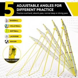 4x7ft Baseball Rebounder Anti-UV 5 Adjustable Angles Fielding Trainer, Volleyball Softball Football Rugby Baseball Bounce Back Net Anti-Skid Easy Storage Pitch Back Rebound Net with 4 Stakes