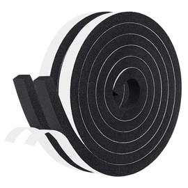 fowong Window Seal Strip, 2 Rolls 12 mm(W) x 12 mm(T) Total 4M Long, Door and Window Draft Excluder Strip, Draught Excluder for Doors and Windows Insulation, Soundproof, Gap Sealing, Black