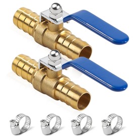 2 Stück 19mm Kugelhahn 3/4 zoll, Kugelventil aus Messing Absperrventil mit 4 Klemmen Absperrkugelhahn Kugelventil Druckluft Absperrhahn zur Kontrolle von Luft Wasser Öl Brennstoff Gas