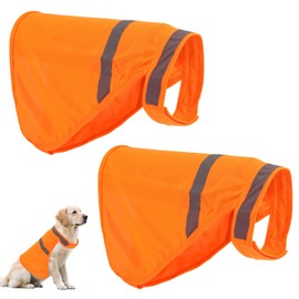 2pcs Dog Hunting Reflective Vests, Medium Size High Visibility Bright Orange Hi Vis Dog Safety Vests Suitable Security Jacket for Outdoor Training Jogging Hunting Activities