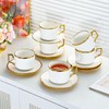 Porcelain Tea/Coffee Cup and Saucer Set, 6 Pieces, White with