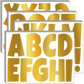 Bemeol Bulletin Board Letters 32 Sheets 4 Inch Stick on Letters Alphabet Cutout Letter for Bulletin Board Display School Classroom Home Decor(Gold)