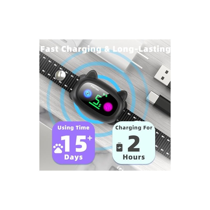 Bark Collar Rechargeable Smart Dog Barking Collar Anti Bark Training