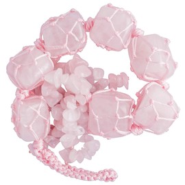 KYEYGWO Rose Quartz Stone Tree of Life Hanging Ornament with Rose Quartz Tumbled Stones, Healing Crystal Hanging Gemstone Dream Catcher, Handmade Wind Chimes, Hanging Decoration for Home, Office,