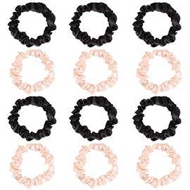 12 coleteros elásticos de satén, lazos de satén de seda, soportes elásticos para cola de caballo para mujeres y niñas, accesorios para el cabello (rub