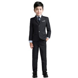 YuanLu Boys Suits with Blazer Pants Vest Shirt and Tie Kids Suit for Wedding Size 6 Black