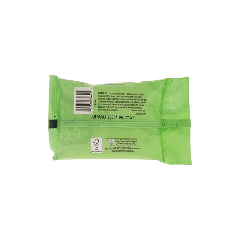 Burt's Bees Facial Cleansing Towelettes, Cucumber & Sage, 10 Count