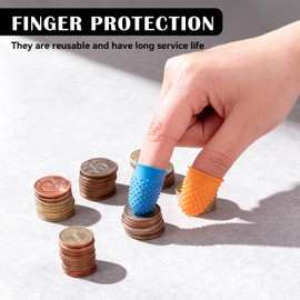 uadbau 5 PCS Rubber Finger Tips Covers, Finger Protectors in 5 Colors and Sizes, Reusable Silicone Thimble, Great for Paperwork, Money Counting, Sewing, Cutting, and Thimbles for Hand Embroidery