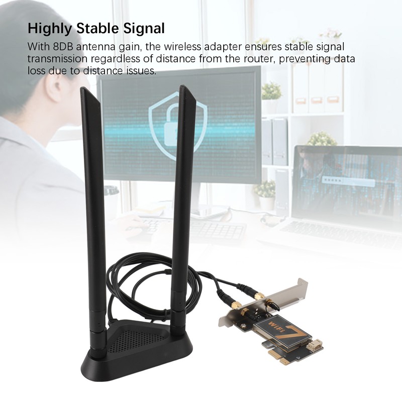 BE200NGW PCI Ex1 WiFi Card with 8DB Antenna 8774Mbps WIFI7