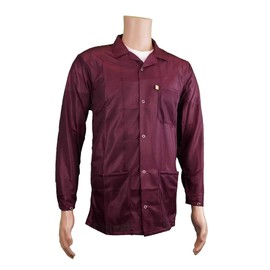 Static Care ESD Jacket, 90% Polyester, 10% Carbon, Snap Cuff, Reliable Panel-to-Panel Continuity, Good for 100 Washes, Maroon, Large