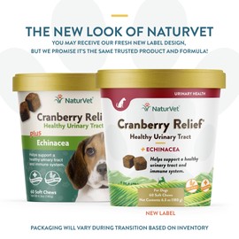 NaturVet CRANBERRY RELIEF + Echinacea Soft Chew Dogs Urinary Tract (CUP) - 60 ct