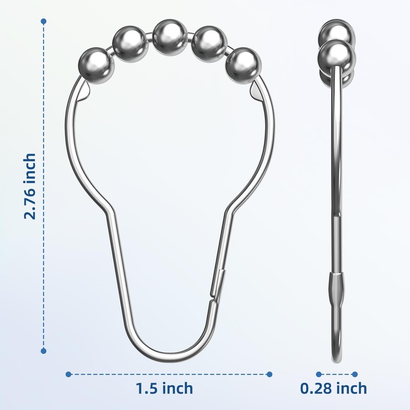 Titanker Shower Curtain Hooks Rings, Rust-Resistant Metal Shower Curtain Hooks