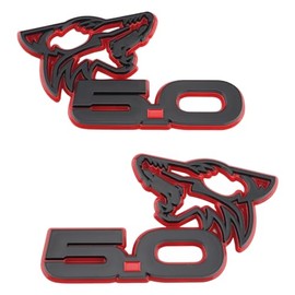Pair New Custom Coyote 5.0 Emblems 3D Badges Door Right Left Side Fender Stickers Compatible with Mustang F150,Universal Car Vehicle, Truck (Black Red