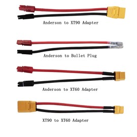 Adapter with Cable Anderson to XT60 Adapter/Anderson to XT90 Adapter / XT90 to XT60 Adapter/Anderson to Bullet Plug Cable (Anderson to Bullet Plug Adapter)