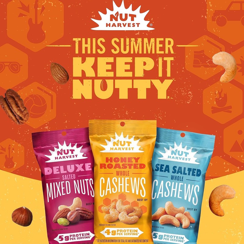 Nut Harvest, 3 Flavor Peanuts Variety Pack, Individual Bags (36