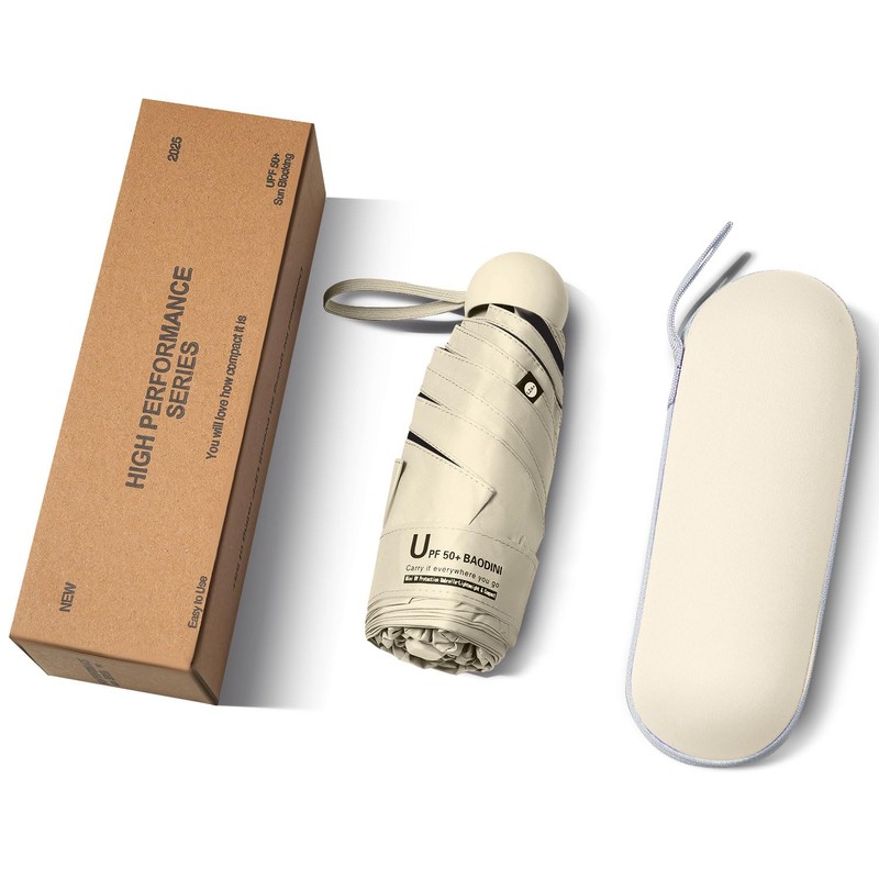 BAODINI Travel Mini Umbrella for Purse With Case Small Compact