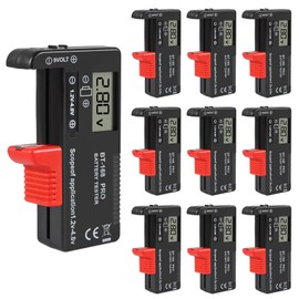 Digital LCD Universal Battery Tester (Model: Bt - 168 PRO), Portable Battery Checker Battery Tester for AA AAA C D 9V 3.7V 1.5V Button Cell (10pcs)