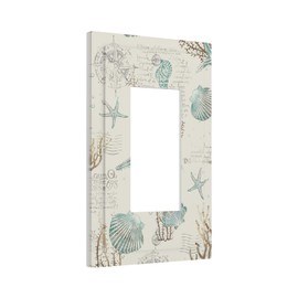 Nautical Compass Starfish Beach Conch 1 Gang Rocker/GFCI Outlet Light Switch Wall Plate Cover Faceplate Decorative Faceplate for Bathroom Home Living Room Bedroom Decorate