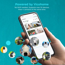 Vicohome 2K Security Camera Wireless Wi-Fi Indoor/Outdoor,Battery Powered,Easy to Setup,PIR Motion Detection,Two Way Audio, Audible Flashlight Siren,2.4GHz, Color Night Vision,180 Days Exchange Policy